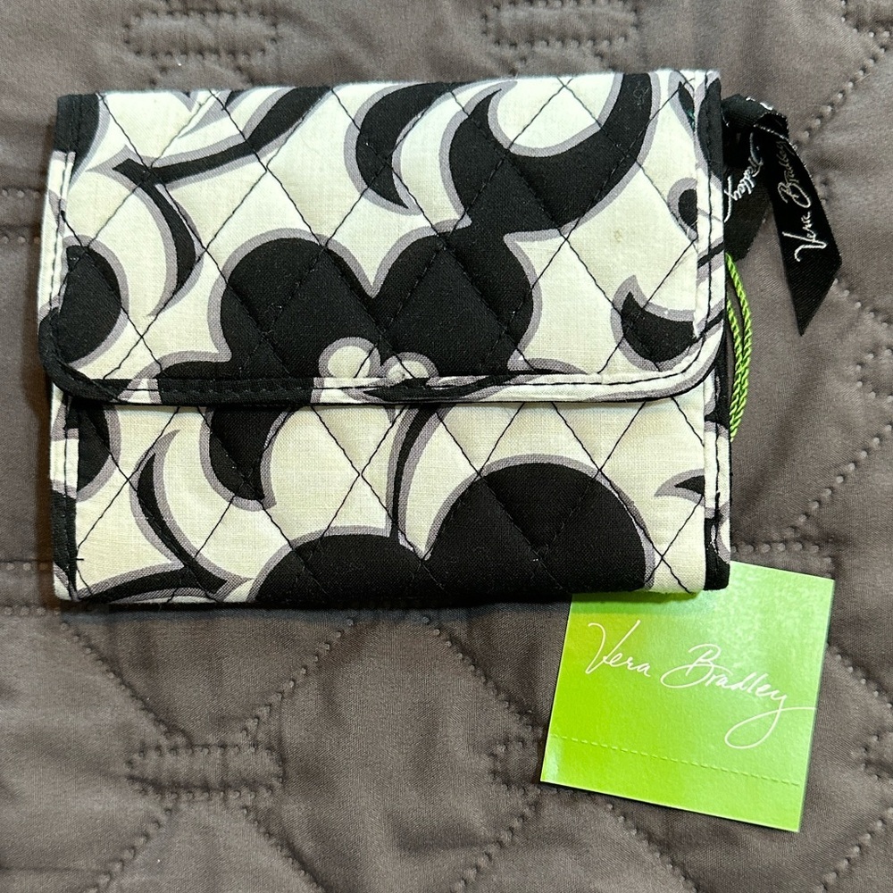 VERA BRADLEY Euro Wallet Night & Day Black White Gray